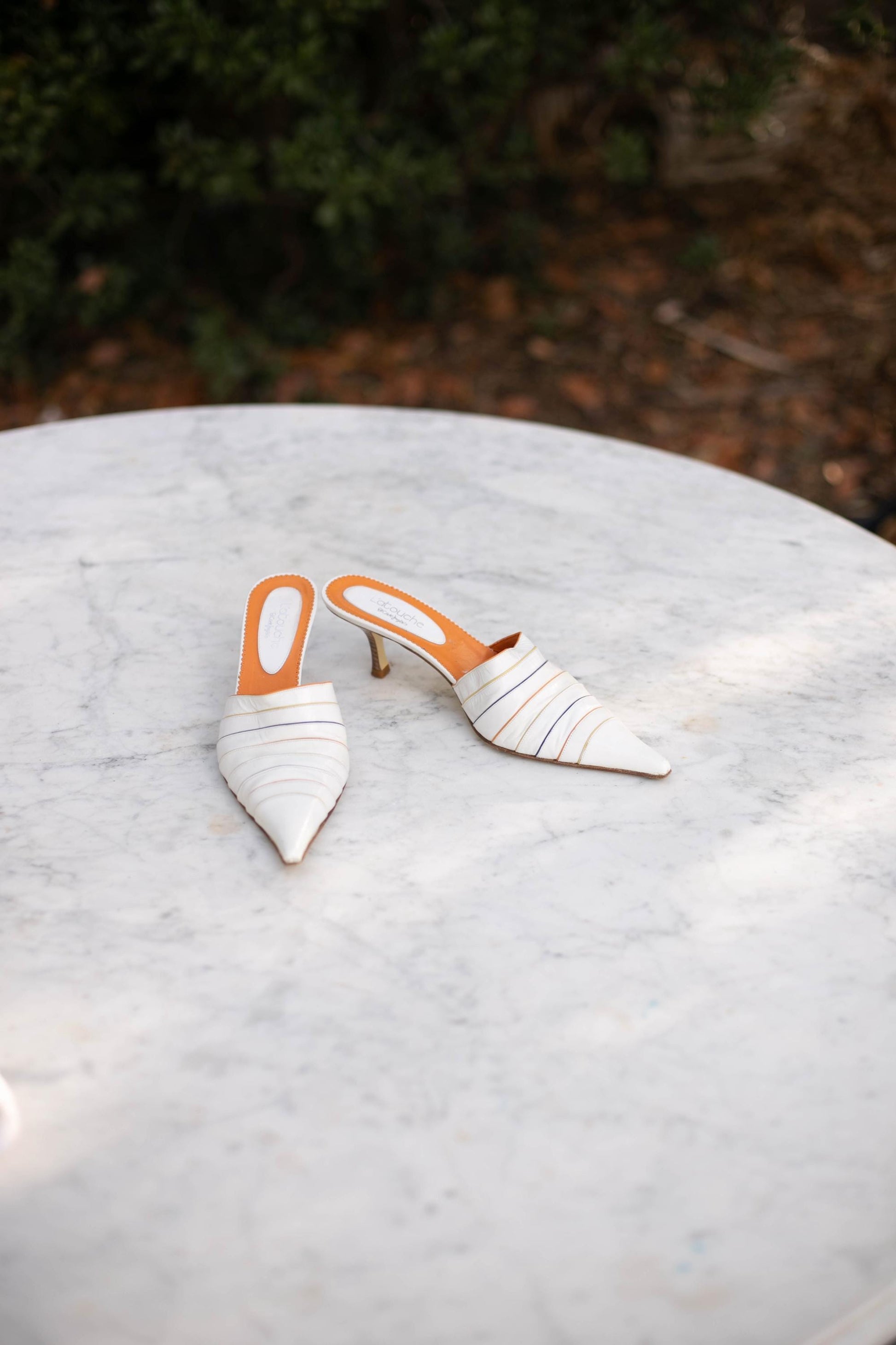 Vintage White Pointed Toe Mules by Latouche – Size EU 40