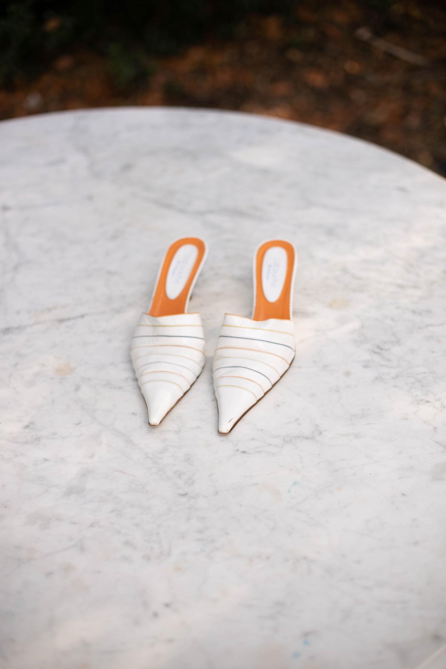 Vintage White Pointed Toe Mules by Latouche – Size EU 40