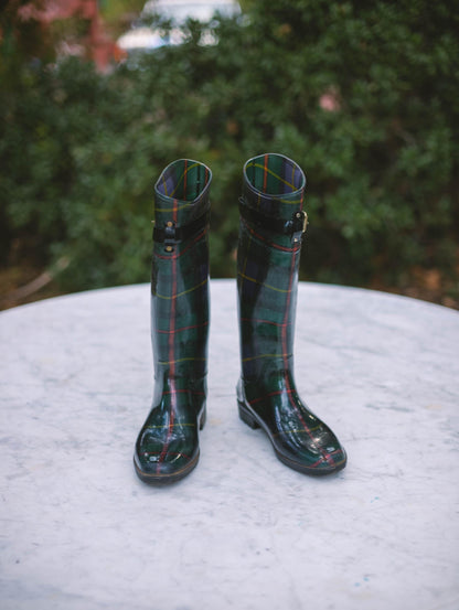 Ralph Lauren Plaid Wellington Boots — back view