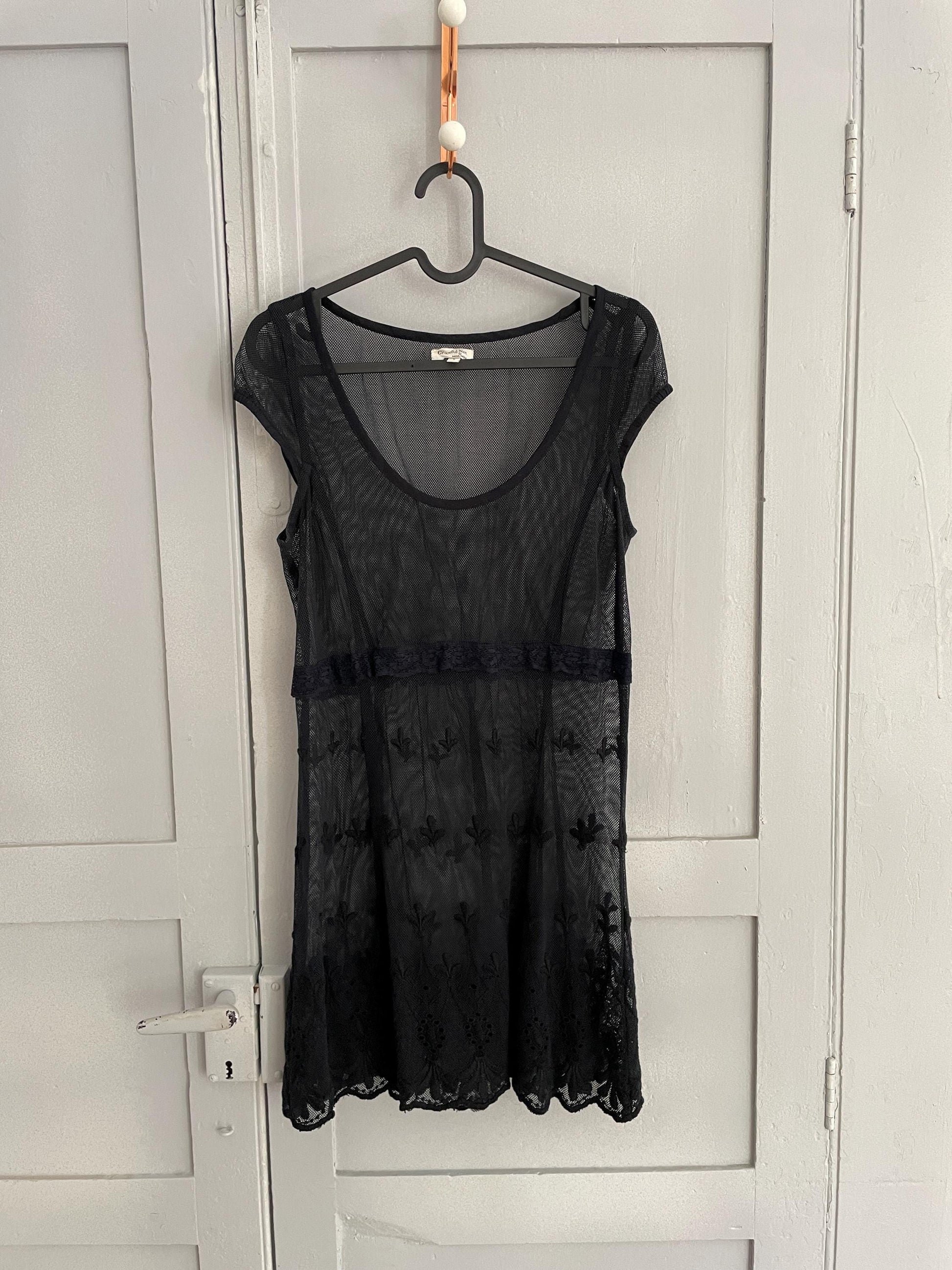 Sexy vintage sheer black net dress, Party disco outfit, Short see through mini dress, Vintage Noa noa graceful net black mini dress