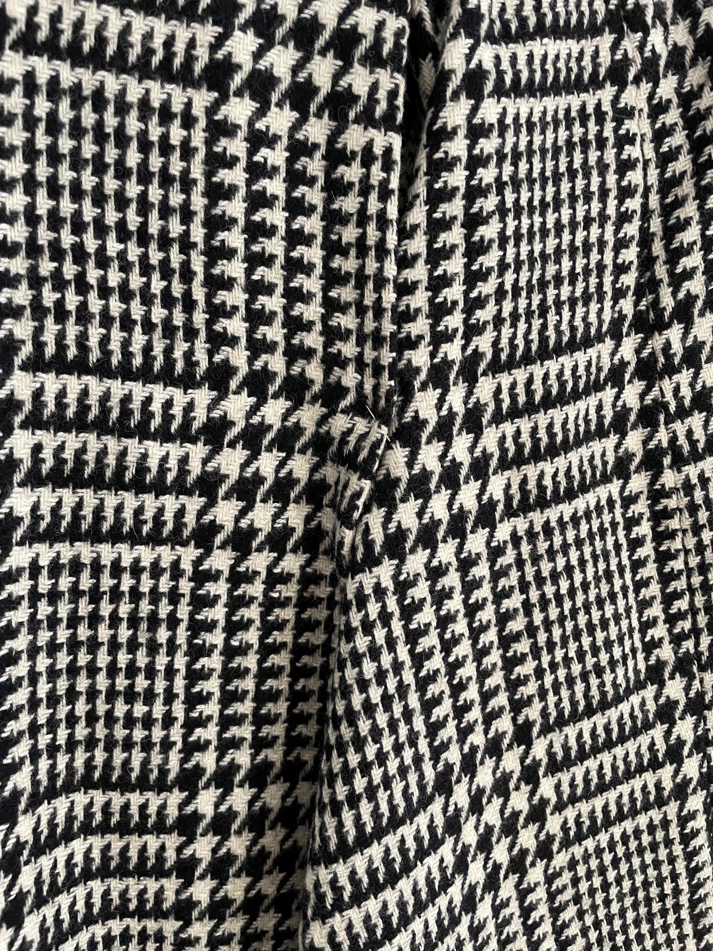 Vintage French houndstooth wool mini skirt, Unique tartan black and white winter skirt