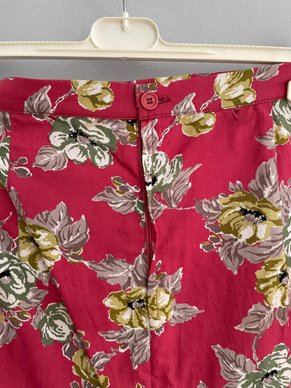 High Waist Retro Pink Floral Skirt — additional view 10