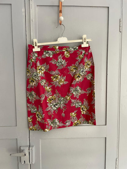 High Waist Retro Pink Floral Skirt — additional view 8