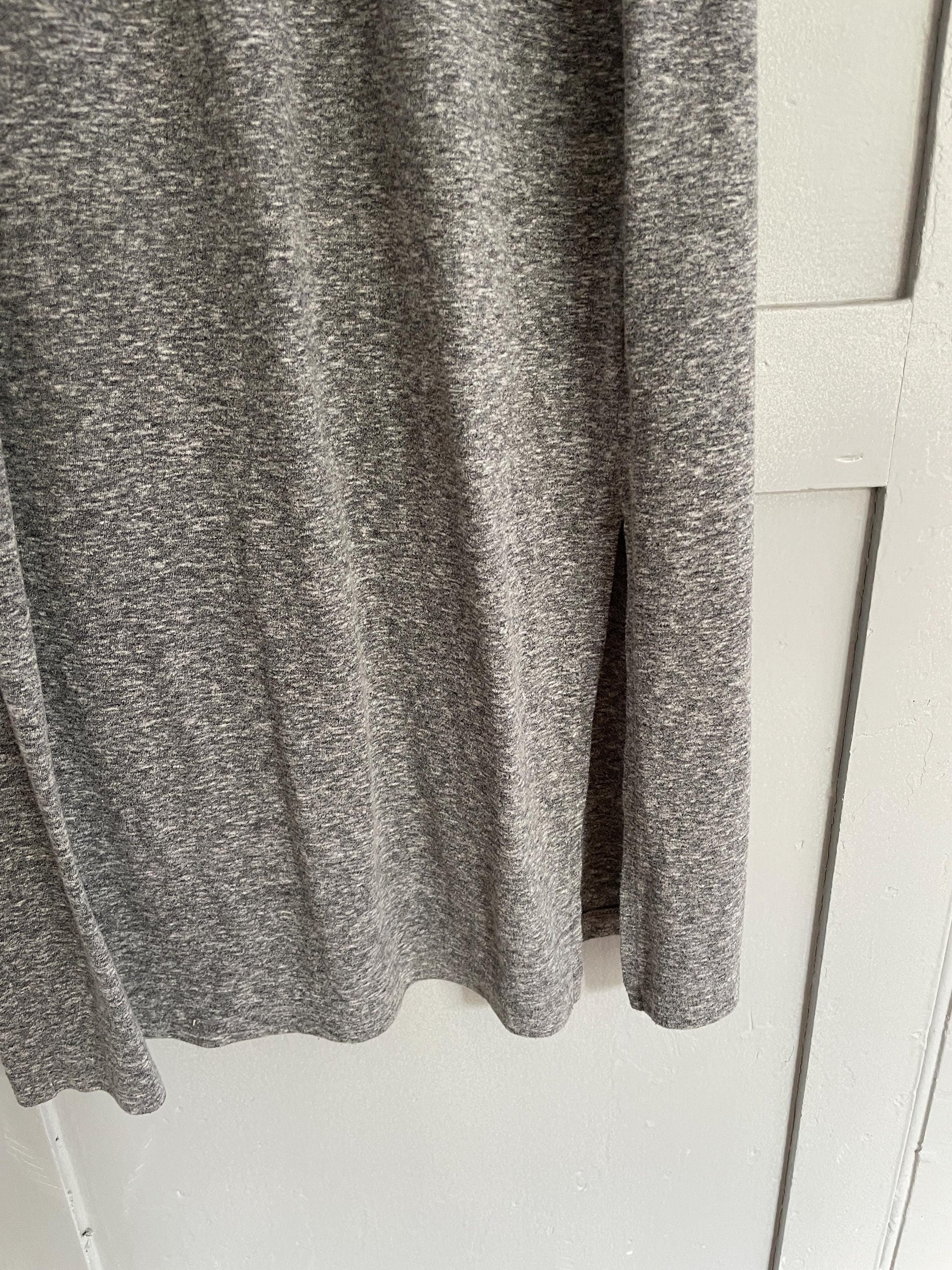 Long light grey dress, Soft winter maxi dress, Long sleeve Sandwich dress, woman clothing size L