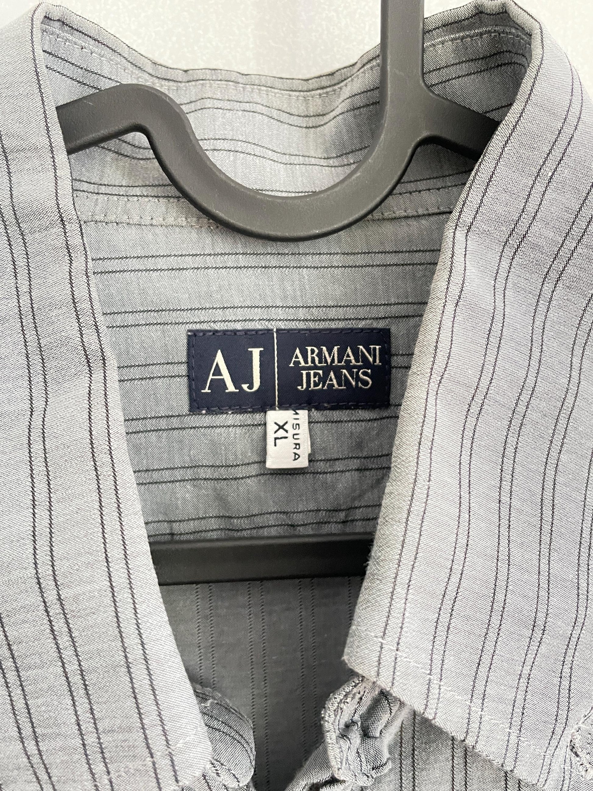 AJ Armani Jeans grey striped Button Down Shirt | Vintage High End Luxury Designer