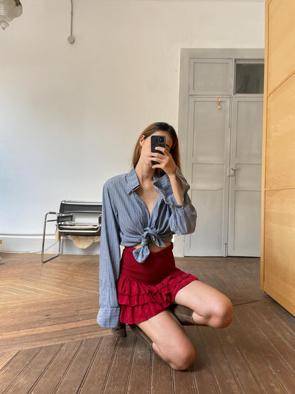 Vintage Grey Striped Button Down Shirt — back view