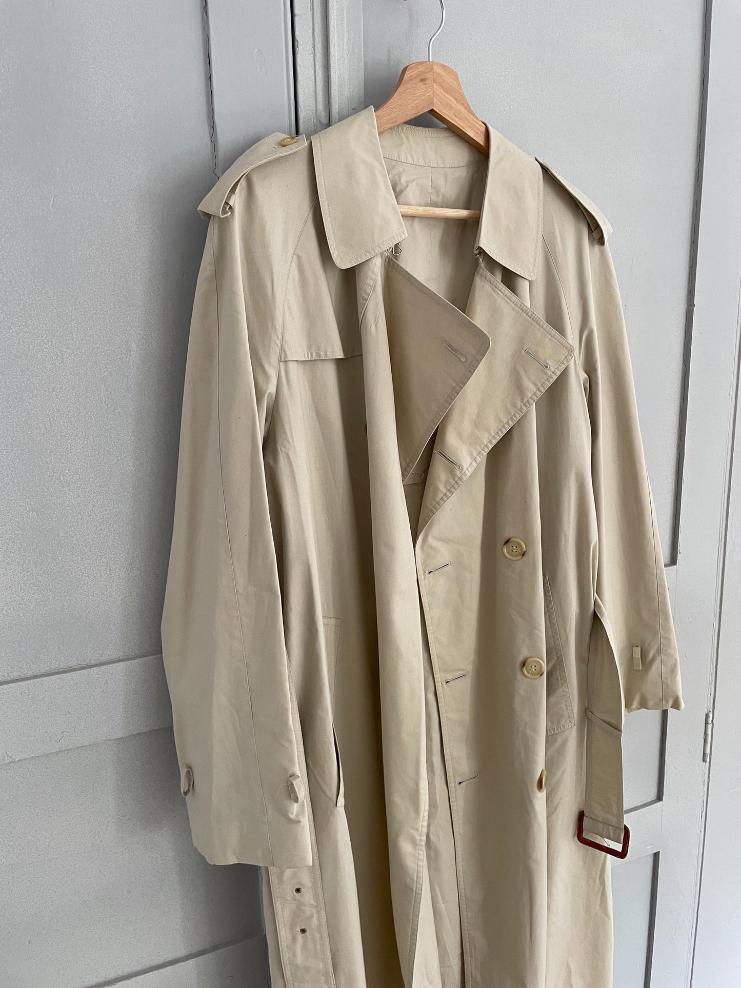 Vintage YVES SAINT LAURENT trench coat, Diffusion Hommes long off white men coat, M