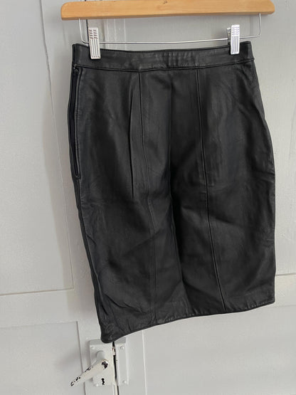 Vintage Black Leather Pencil Skirt — additional view 6