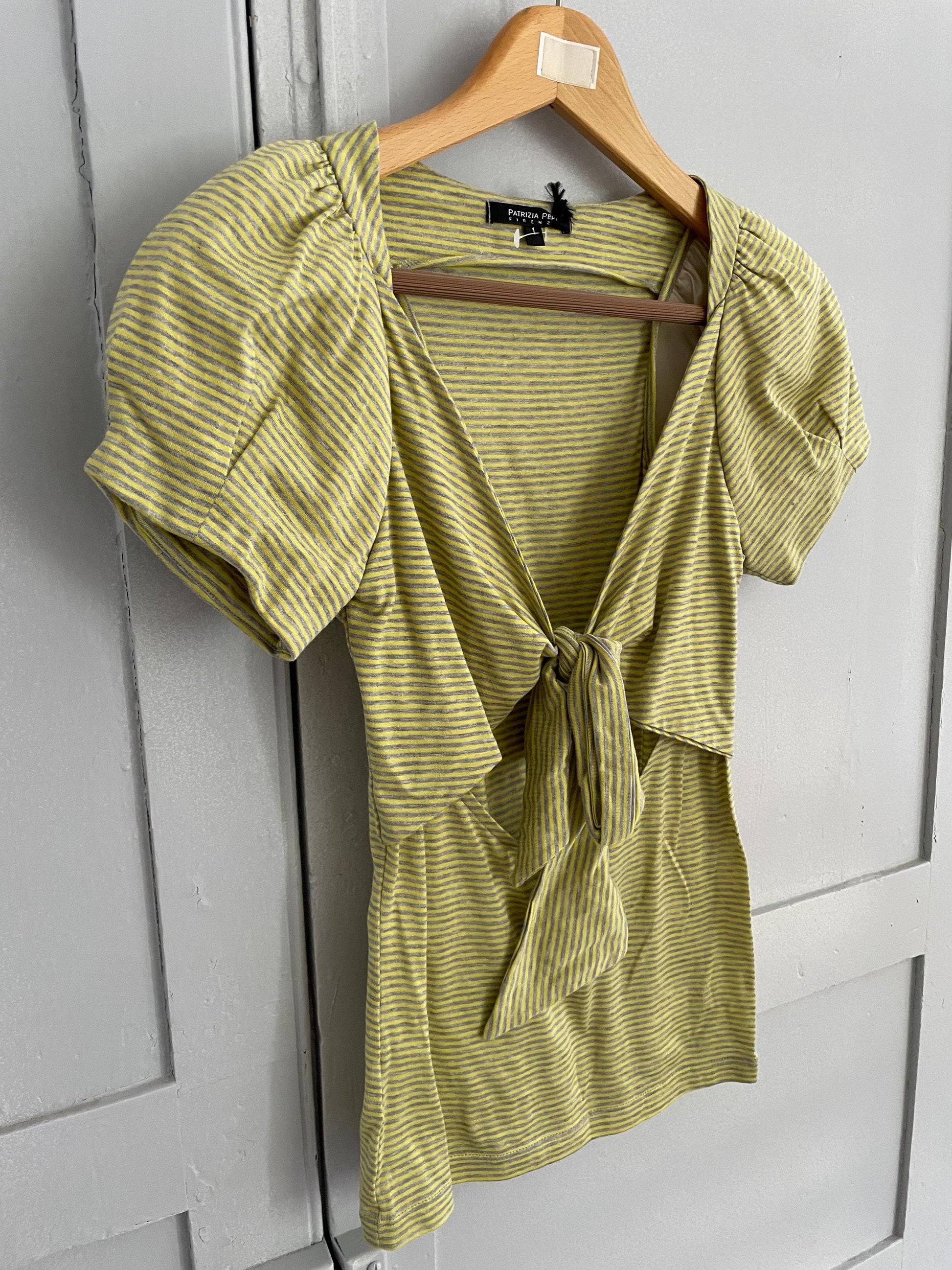 Vintage Patrizia pepe cotton top, Sexy open neckline woman t-shirt, striped designer summer tee