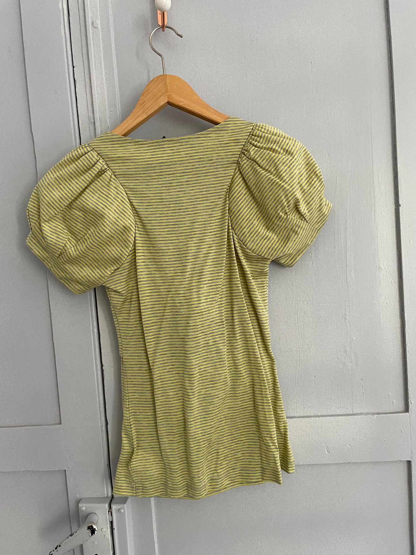 Vintage Patrizia pepe cotton top, Sexy open neckline woman t-shirt, striped designer summer tee