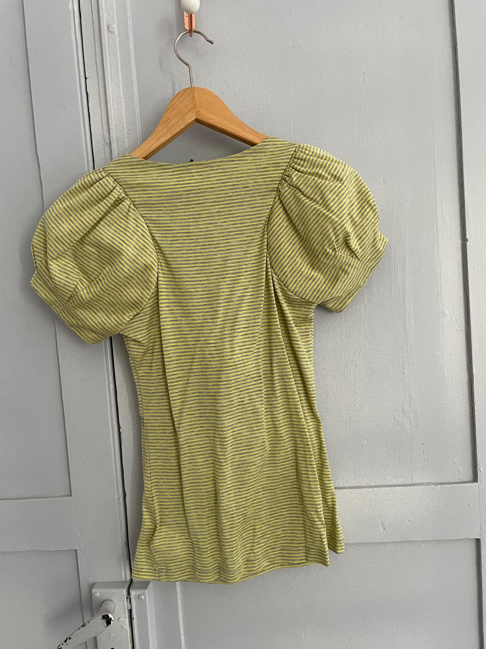 Vintage Patrizia pepe cotton top, Sexy open neckline woman t-shirt, striped designer summer tee
