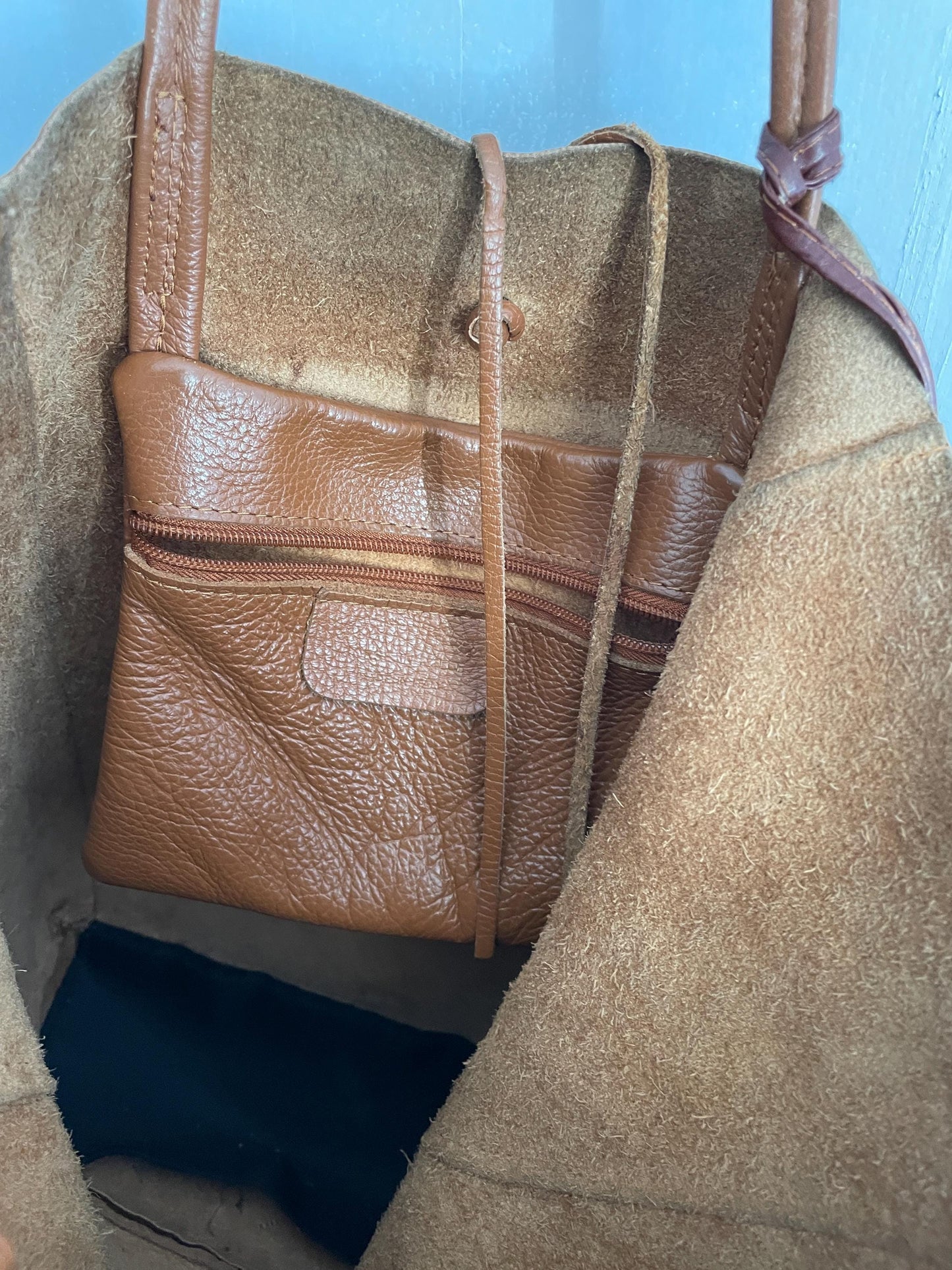 Tan Leather Shoulder Tote — additional view 5
