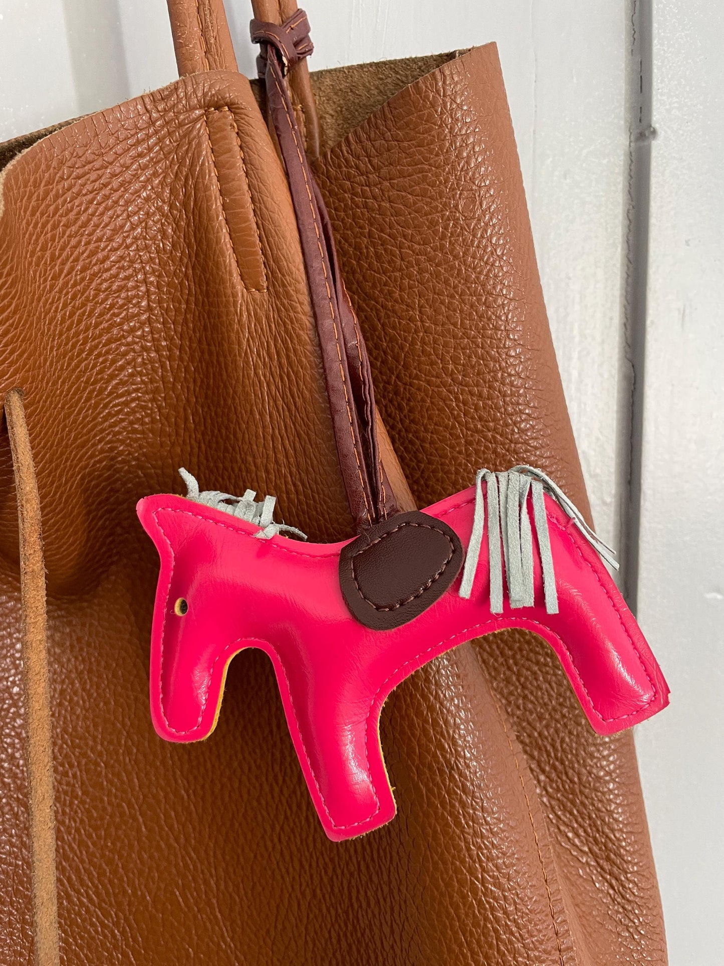 Tan Leather Shoulder Tote — fabric close-up
