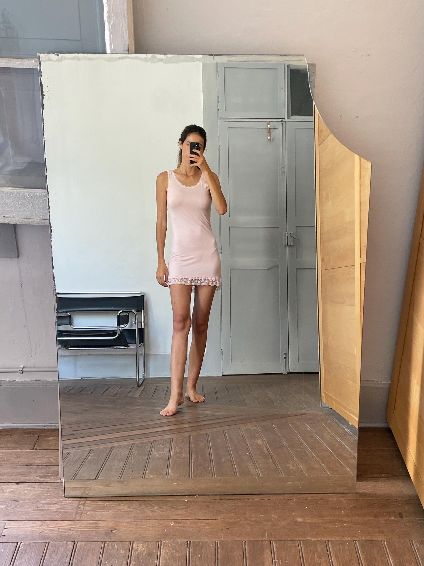 Super soft pink night slip, Romantic baby pink lace night wear, Comfortable night dress, Elegant sleepwear, Pastel pink pyjamas