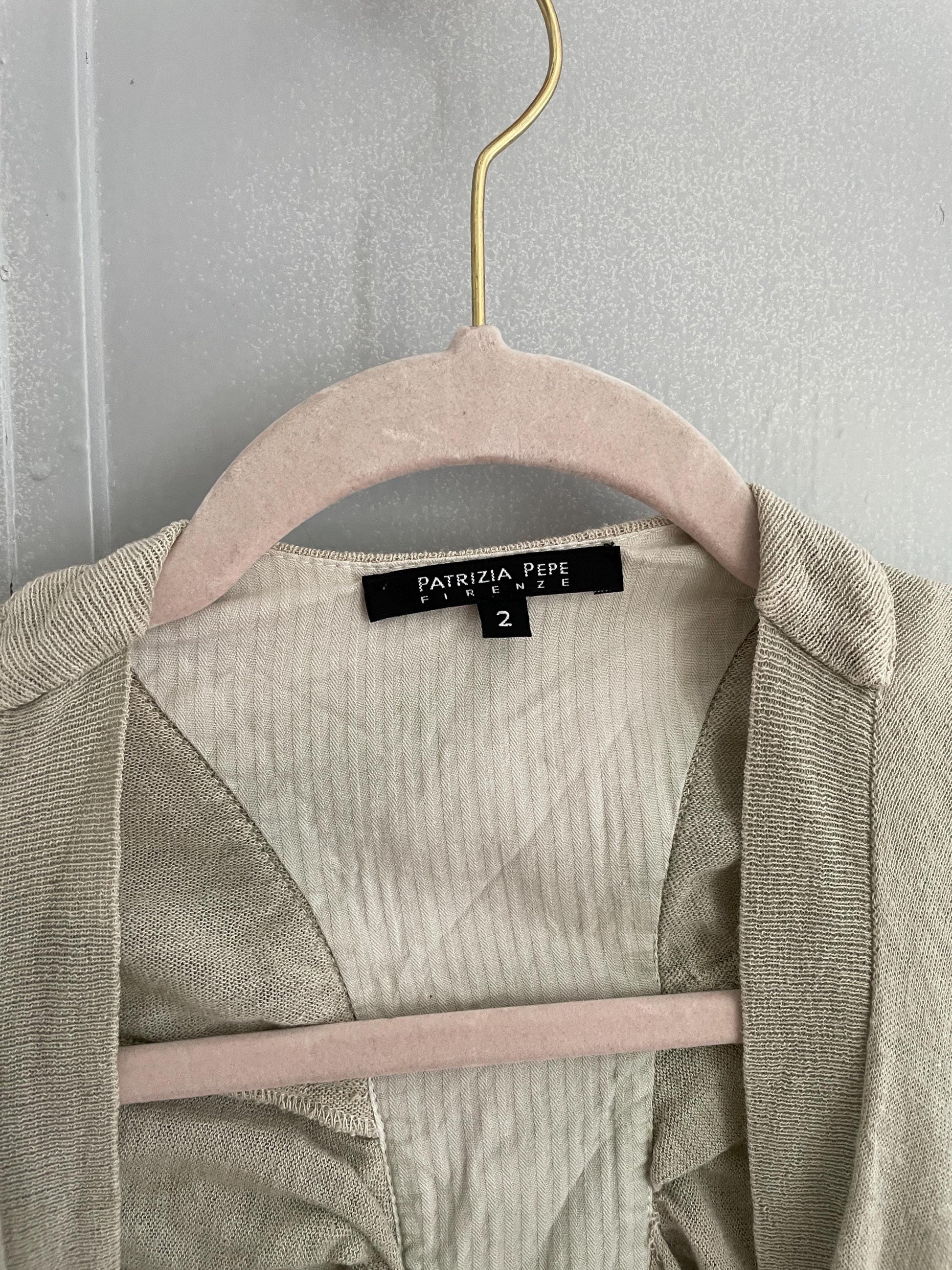 Vintage PATRIZIA PEPE light green linen vest, Elegant formal designer cardigan, Wedding guest cardigan, S