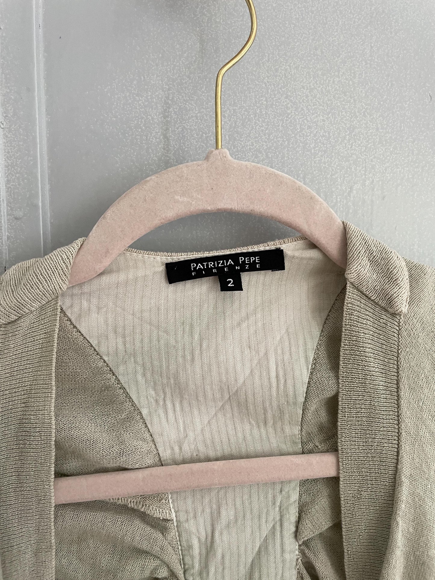 Vintage PATRIZIA PEPE light green linen vest, Elegant formal designer cardigan, Wedding guest cardigan, S