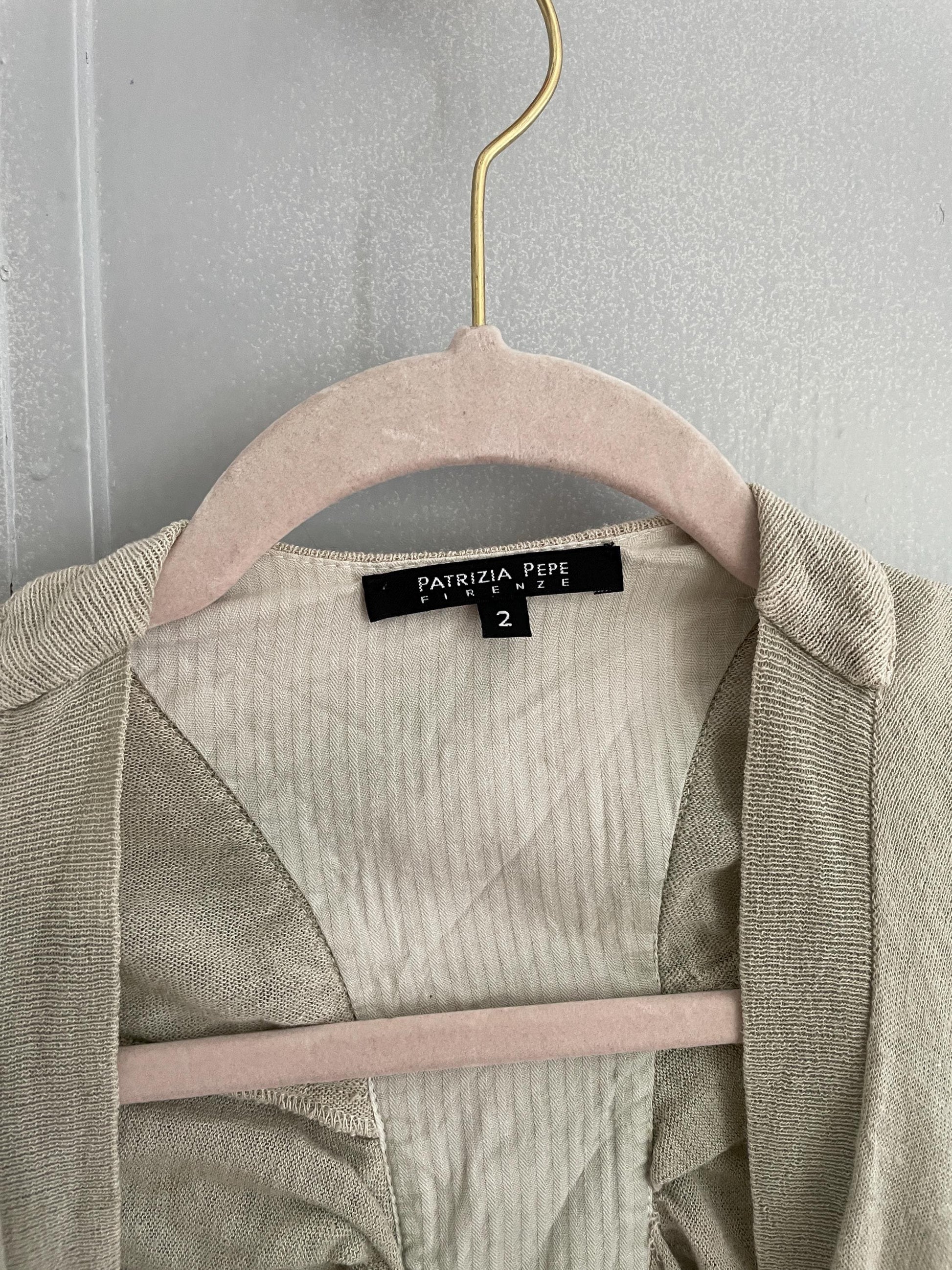 Vintage PATRIZIA PEPE light green linen vest, Elegant formal designer cardigan, Wedding guest cardigan, S