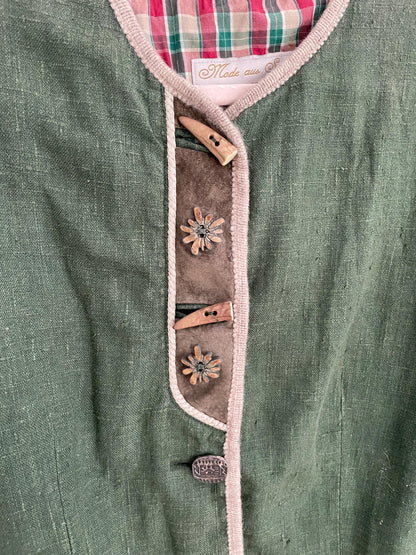 Vintage Moss Green Linen Dirdnl Jacket — additional view 7