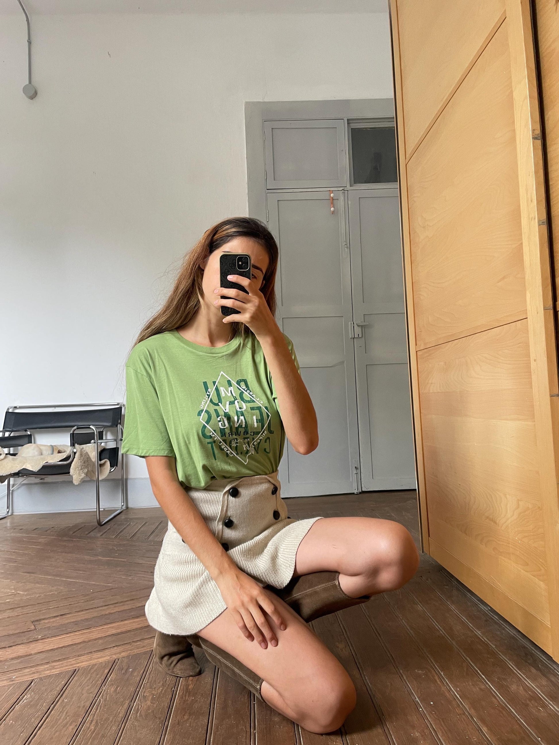 Vintage Green Cotton Men's T-Shirt — back view
