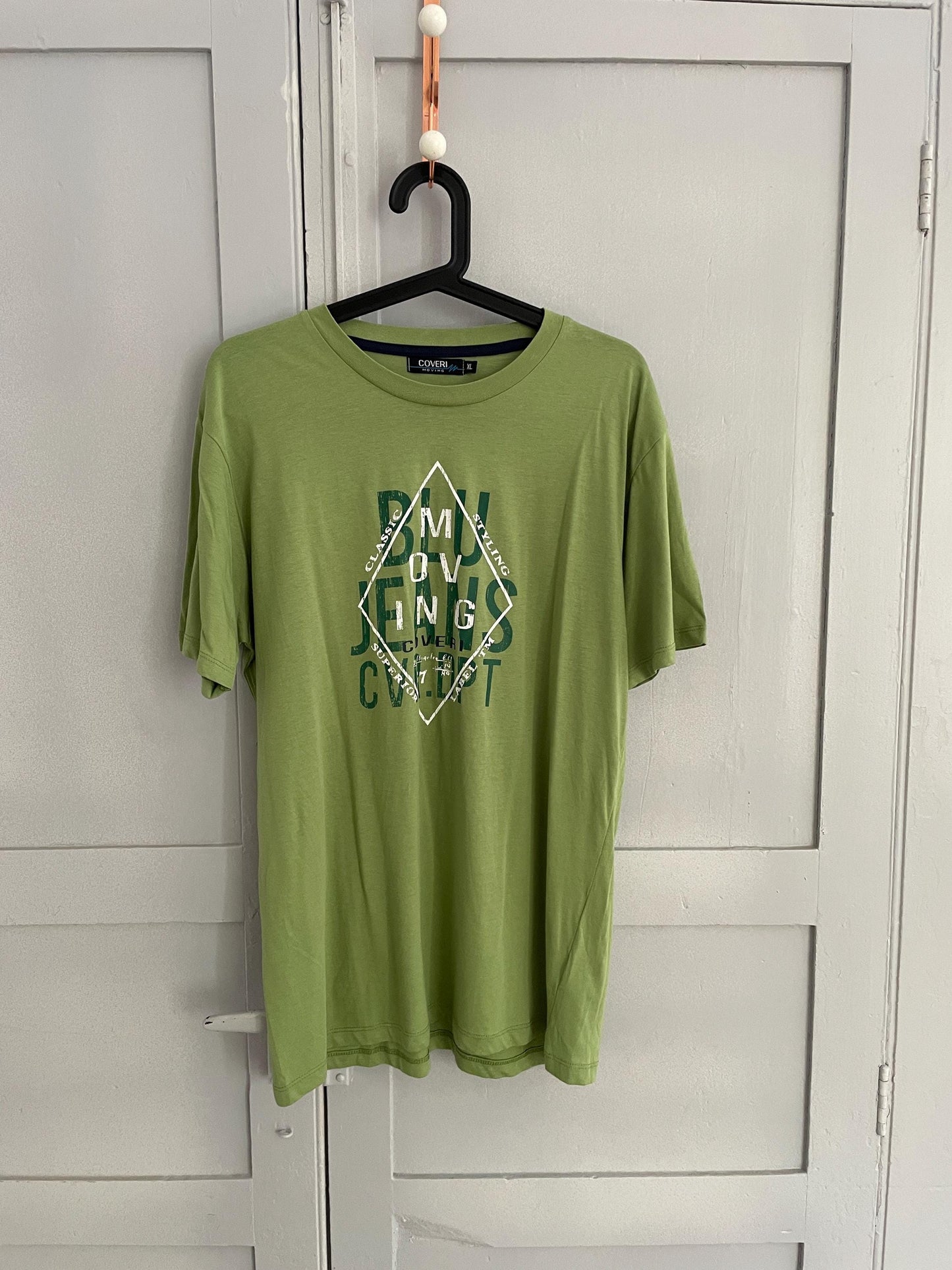 Vintage Green Cotton Men's T-Shirt — fabric close-up