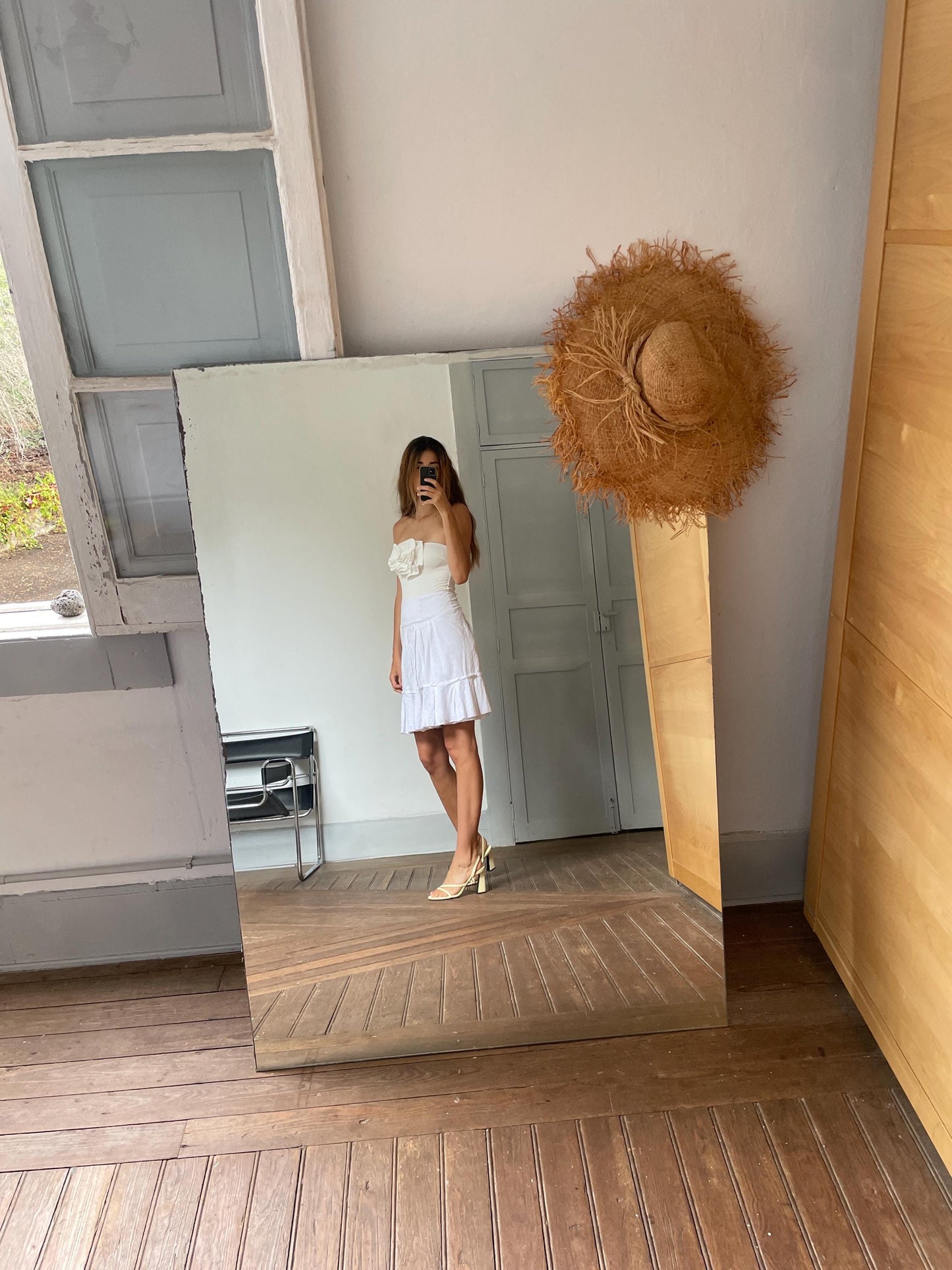 Vintage Marella White Eyelet Midi Skirt | Italian Designer Summer Cotton Ruffle Skirt