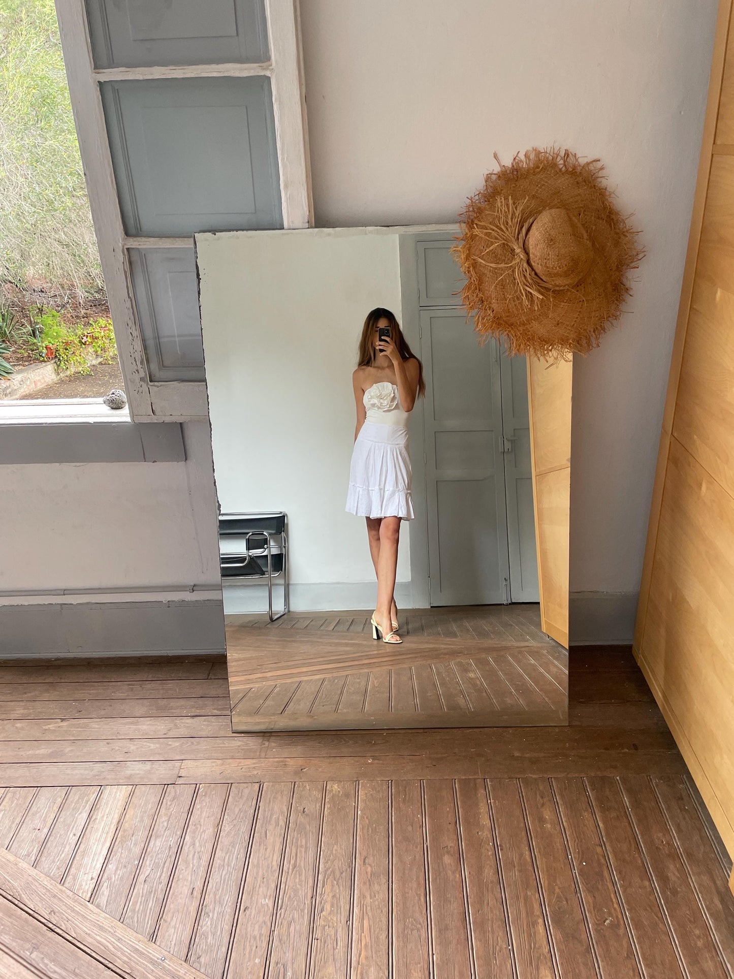 Vintage Marella White Eyelet Midi Skirt | Italian Designer Summer Cotton Ruffle Skirt