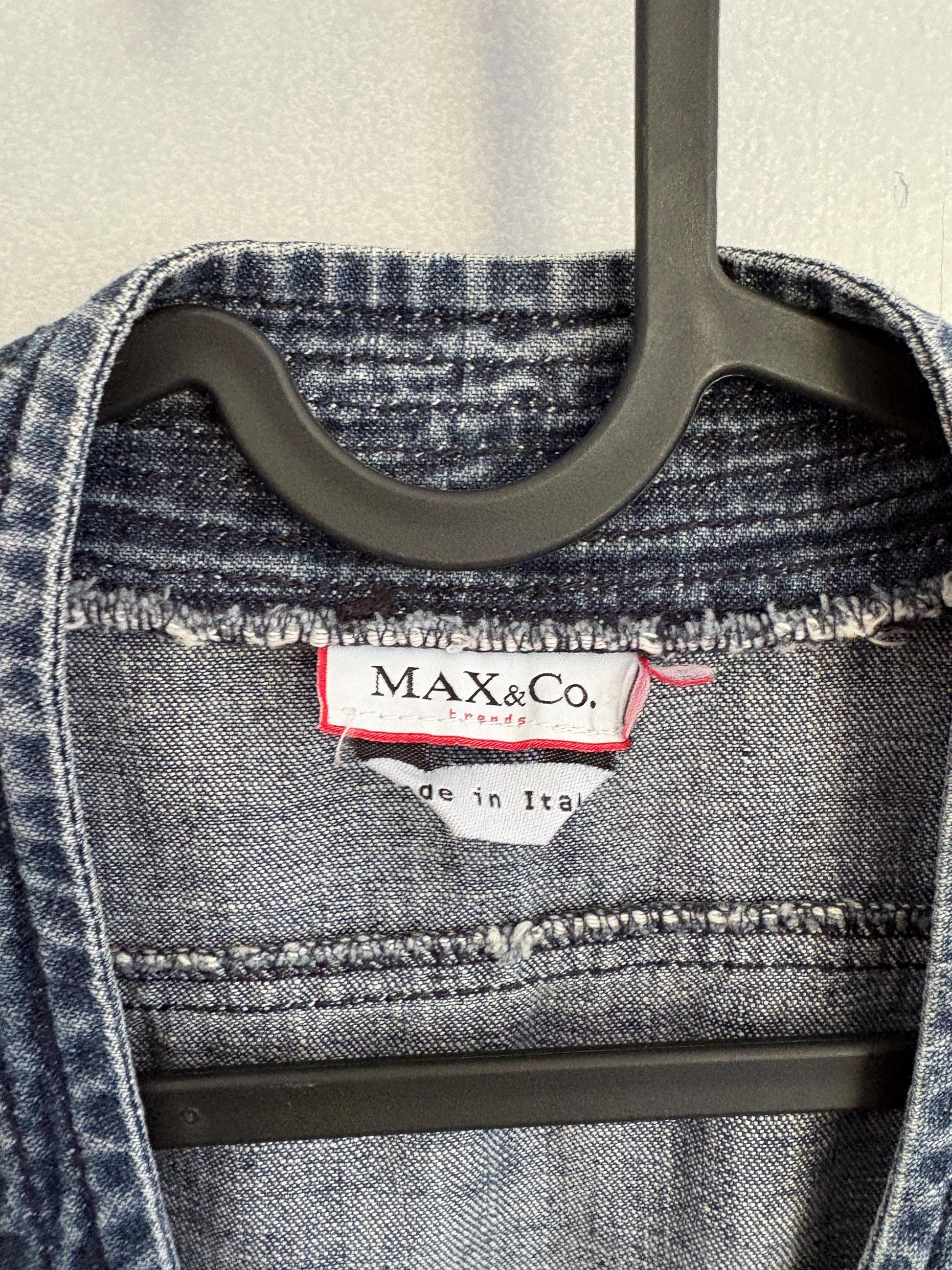 Vintage Max & co denim wrap around dress, Designer mini summer dress, Blue Minimalist Style, Basic sleeveless Jeans dress, M