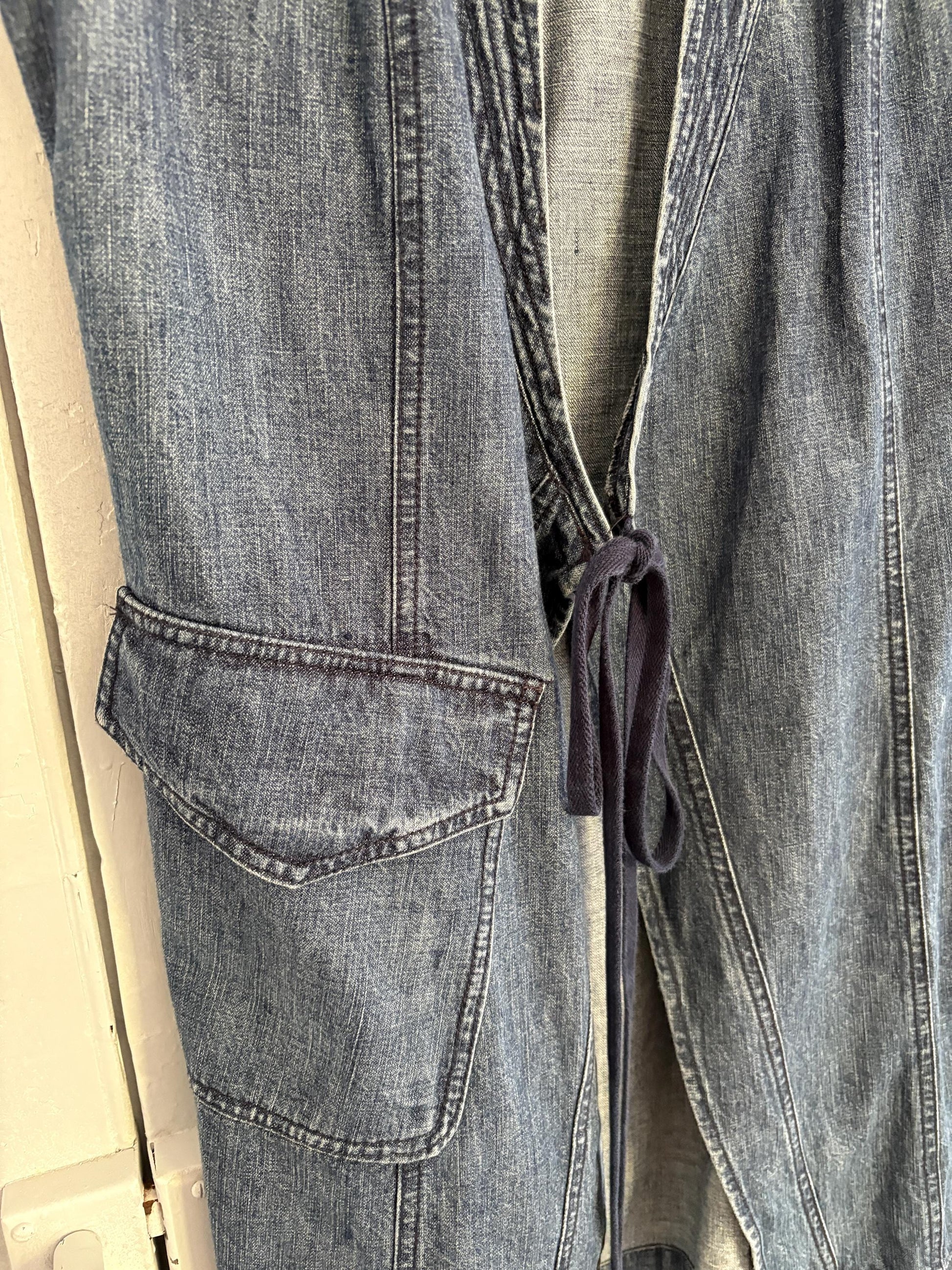 Vintage Max & co denim wrap around dress, Designer mini summer dress, Blue Minimalist Style, Basic sleeveless Jeans dress, M