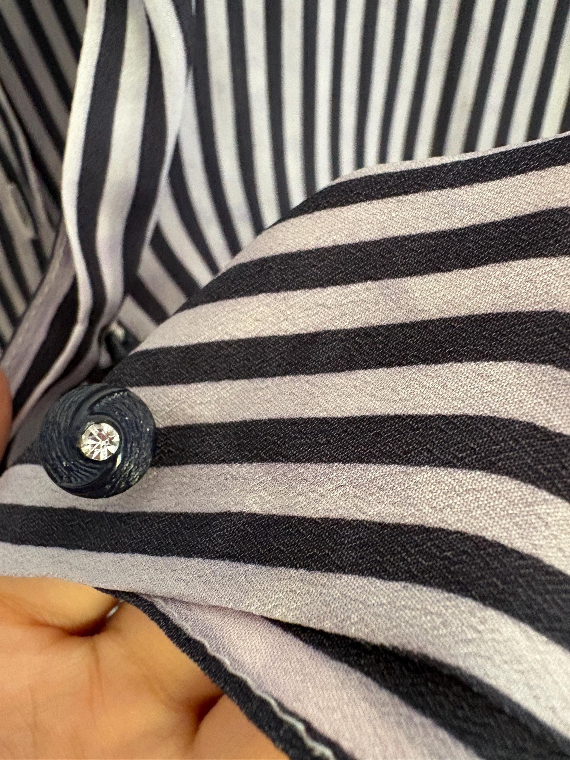 Vintage 100 % pure silk striped woman blouse, True treasure long sleeve feminine shirt, Retro embroidered draping shirt