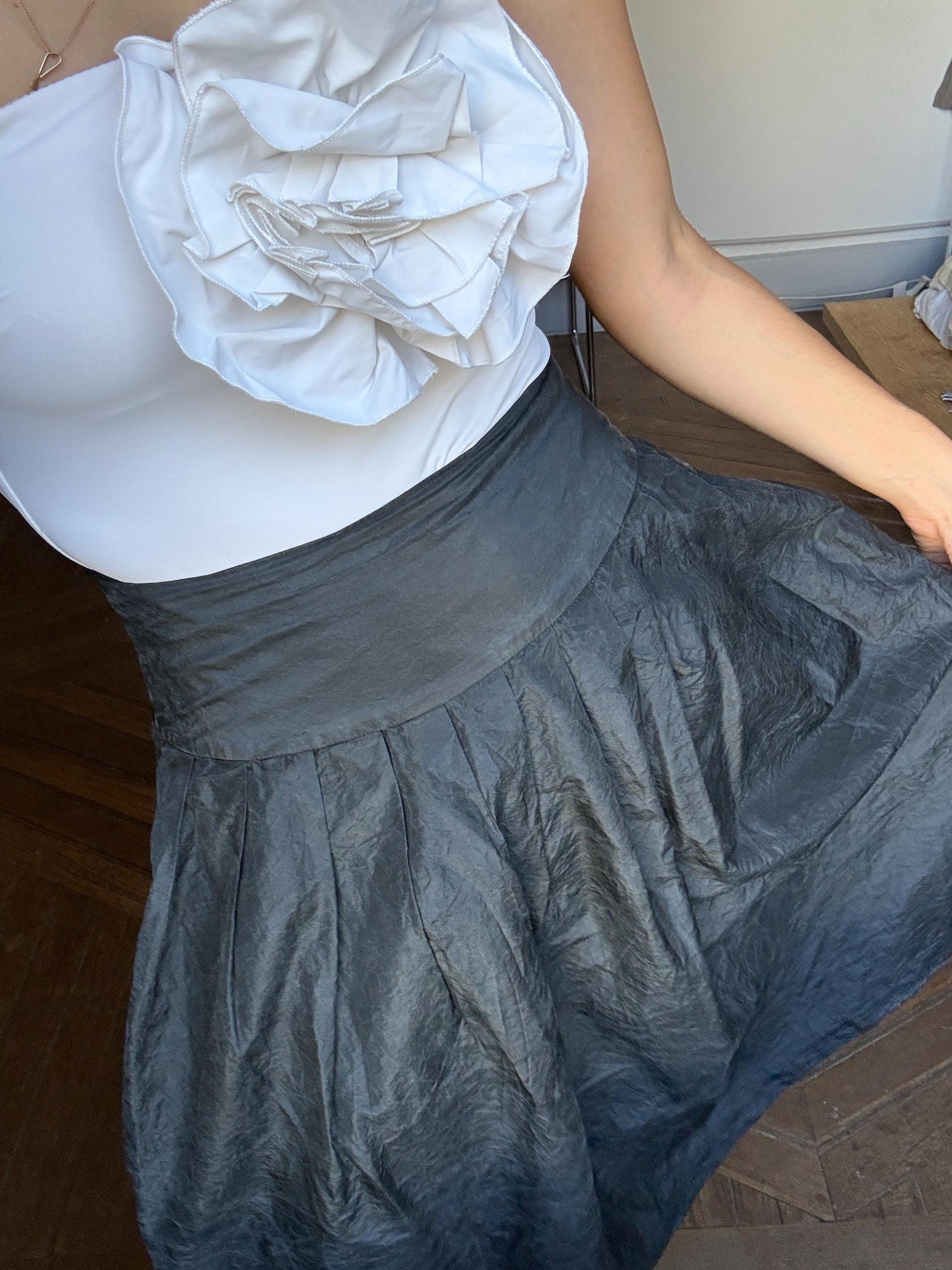 Vintage black midi skirt, Elegant Retro balloon skirt, Feminine high waist mid skirt, Festive midi skirt, 1940s - 1960s outfit