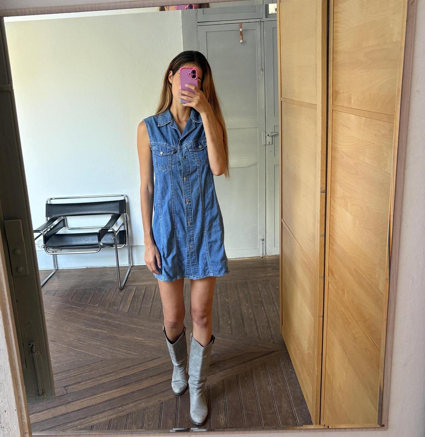 Levi's Blue Minimalist Style, Basic sleeveless Jeans dress, M