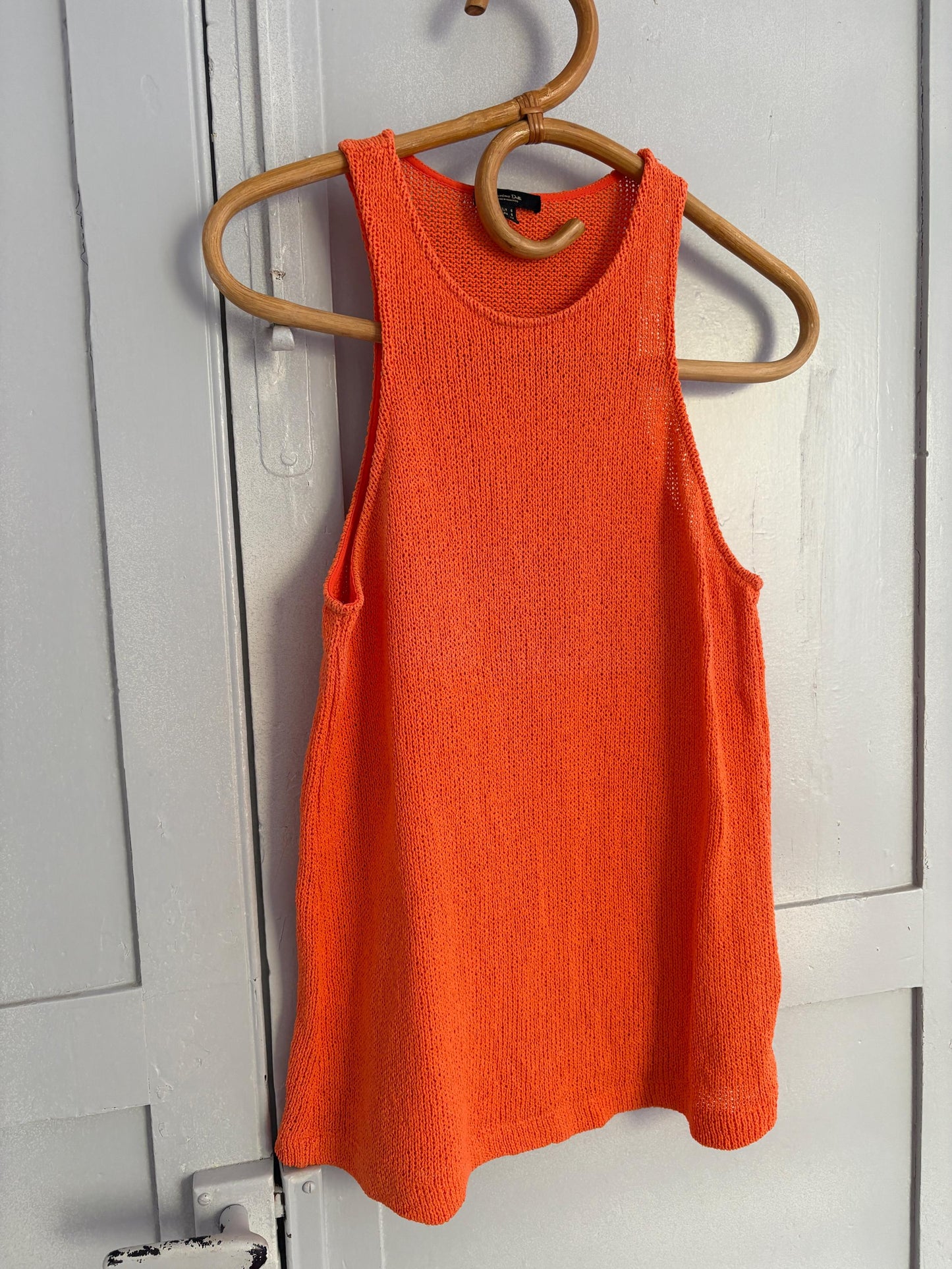 Massimo Dutti Bright orange tank top, Vintage vibrant camisole, Colourful knit sleeveless shirt
