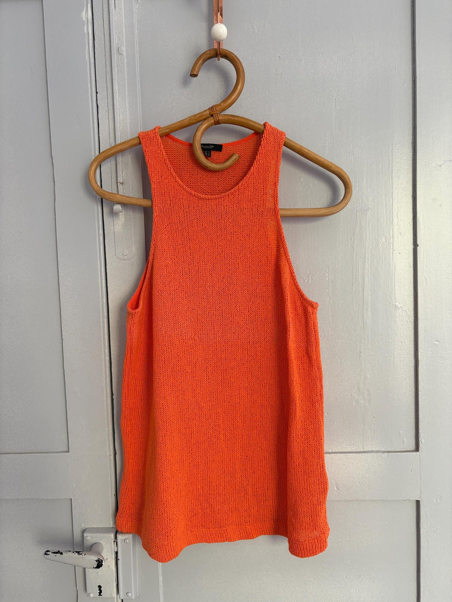 Massimo Dutti Bright orange tank top, Vintage vibrant camisole, Colourful knit sleeveless shirt