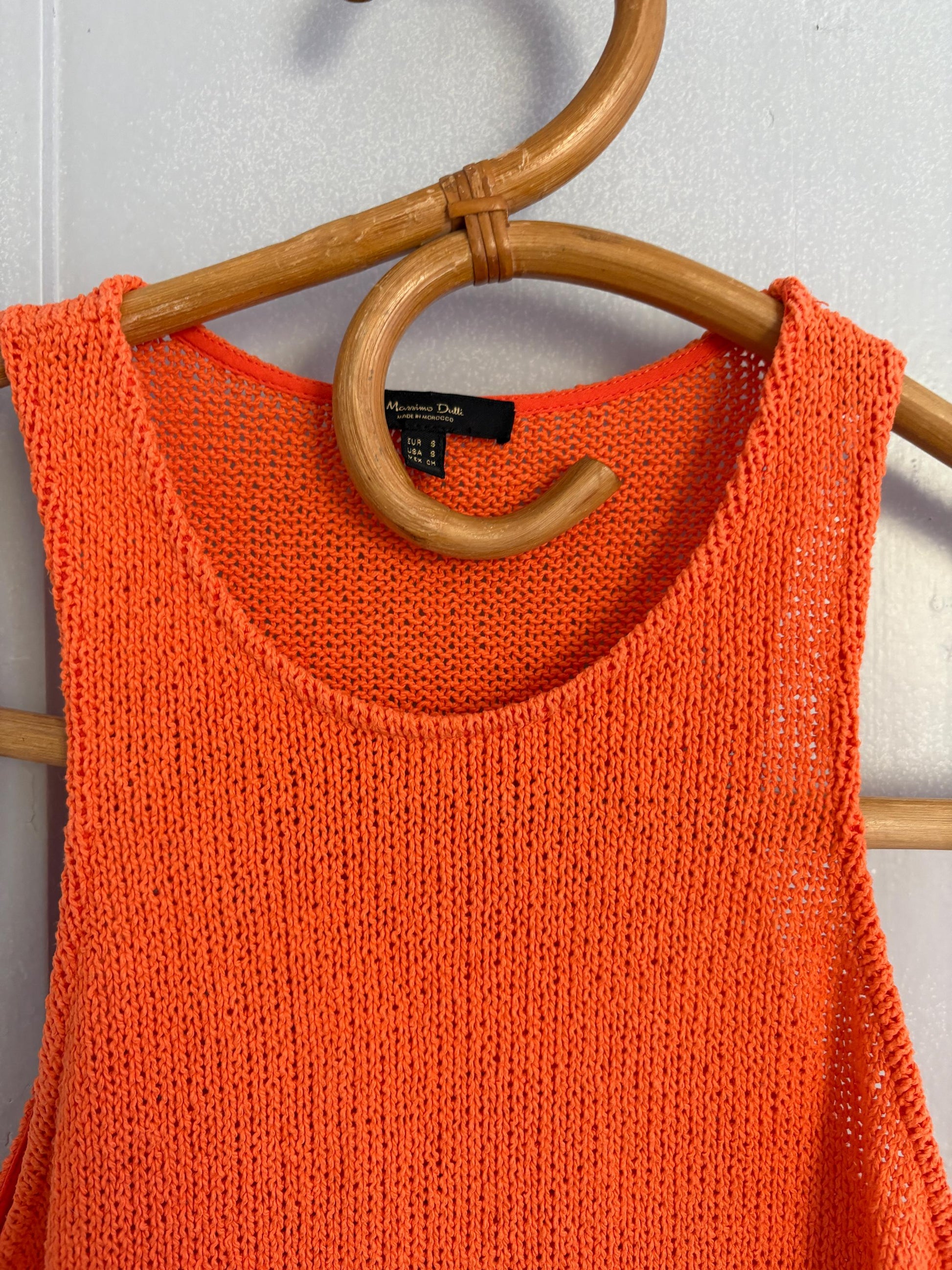 Massimo Dutti Bright orange tank top, Vintage vibrant camisole, Colourful knit sleeveless shirt