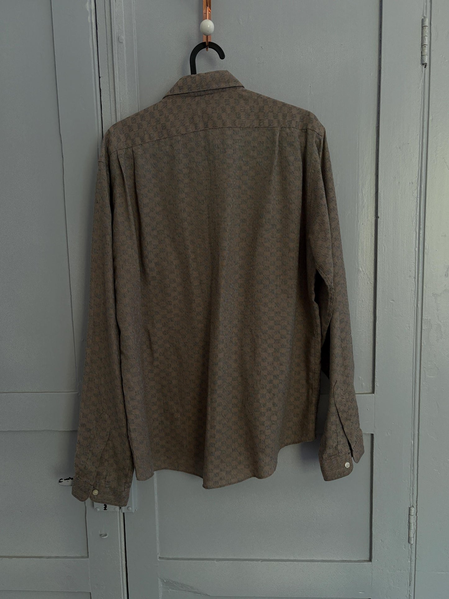 Vintage Bruno Minelli brown button down blouse, Elegant knot tie shirt, M