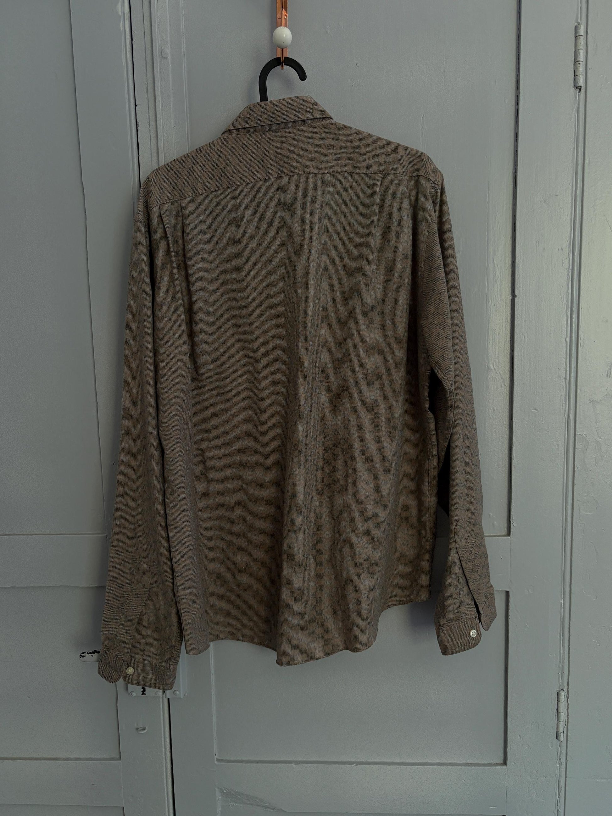 Vintage Bruno Minelli brown button down blouse, Elegant knot tie shirt, M