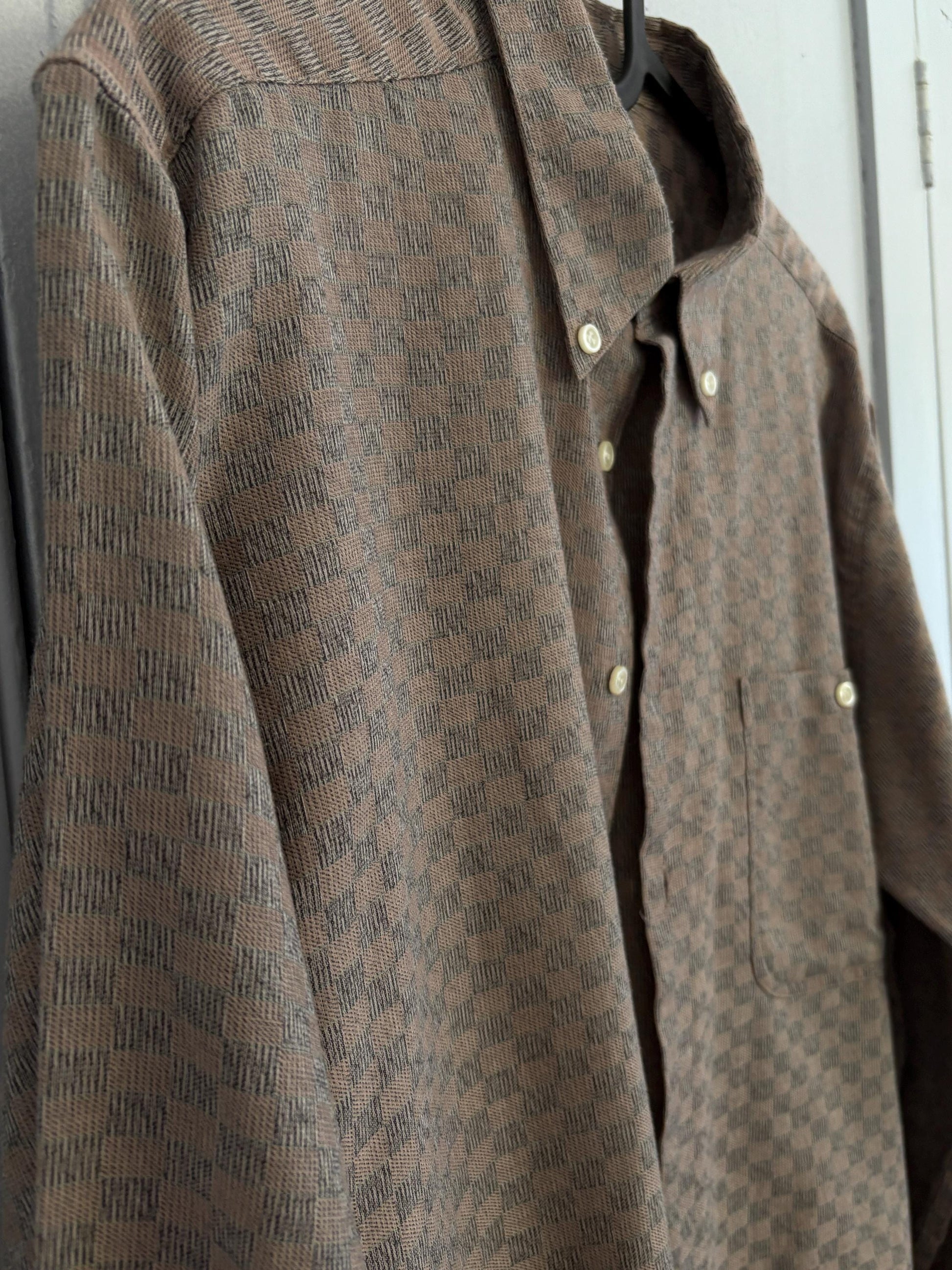 Vintage Bruno Minelli brown button down blouse, Elegant knot tie shirt, M