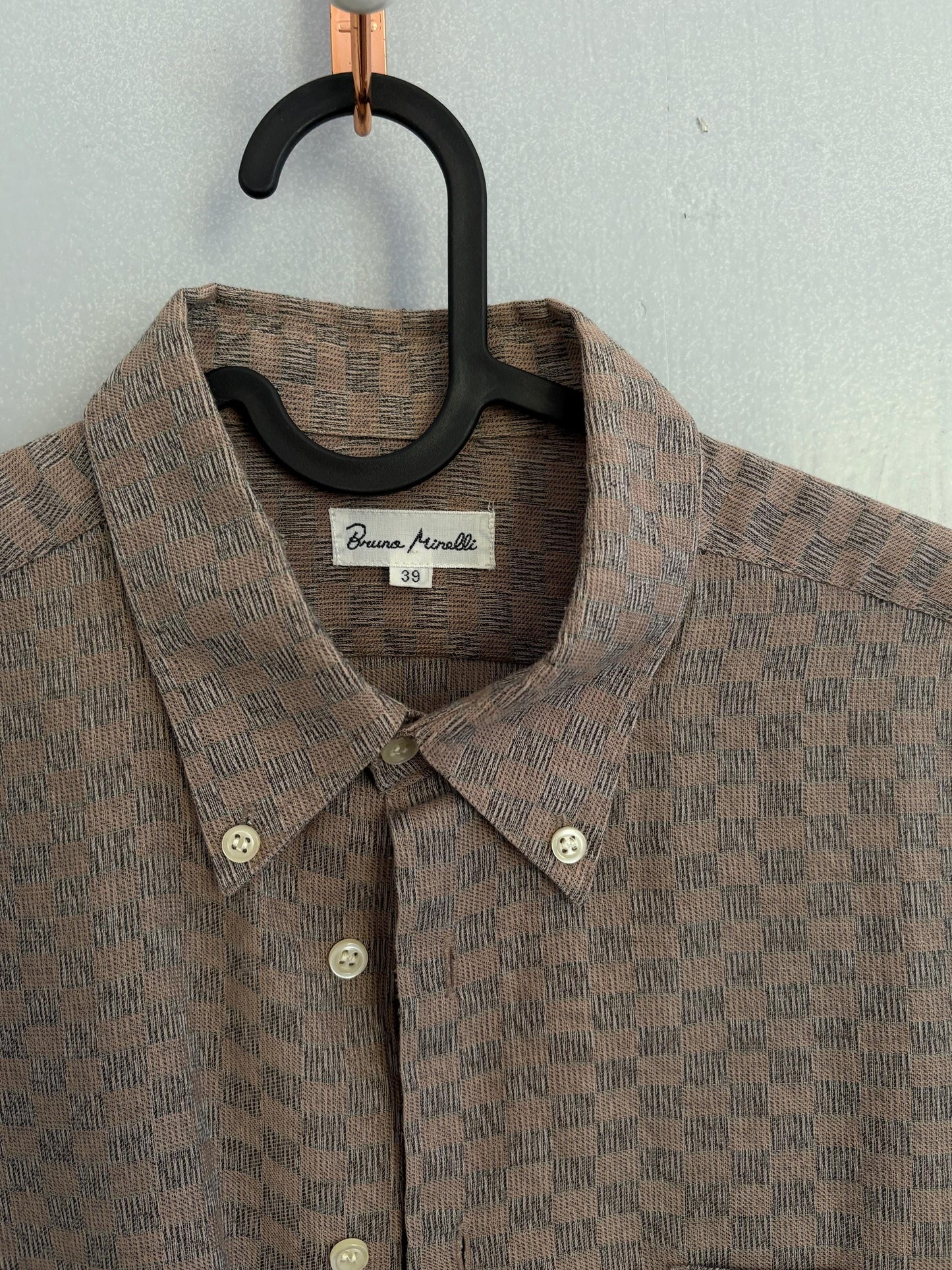 Vintage Bruno Minelli brown button down blouse, Elegant knot tie shirt, M