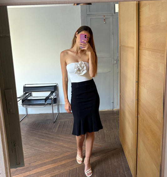 Liu Jo black pleated pencil skirt. High waist fit.