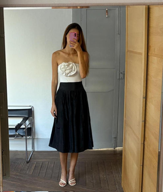 Vintage black midi skirt, Elegant Retro balloon skirt, Feminine high waist mid skirt, Festive midi skirt, 1940s - 1960s outfit