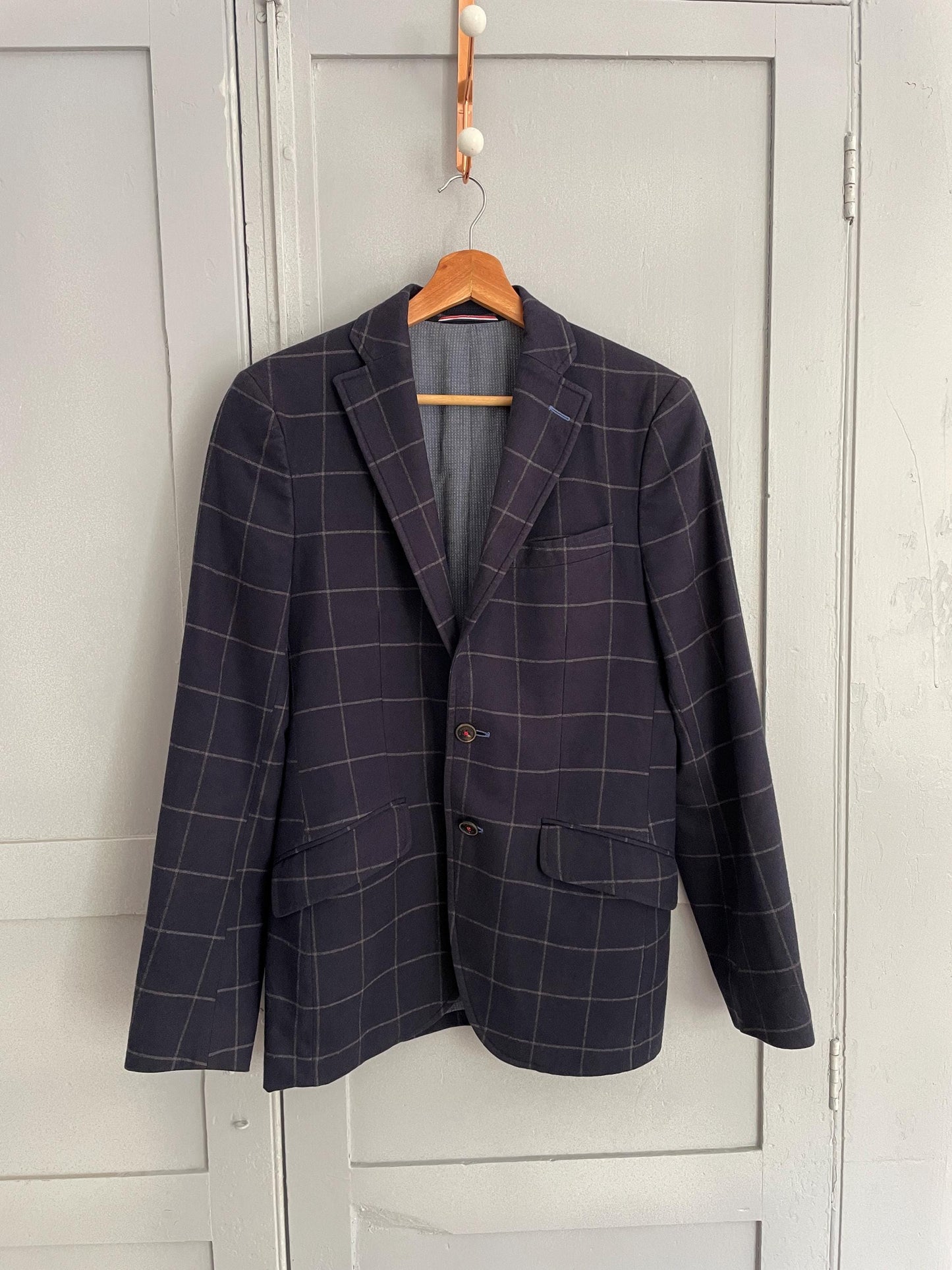 Vintage El ganso americana, Dark blue squared formal blazer jacket, Menswear americana