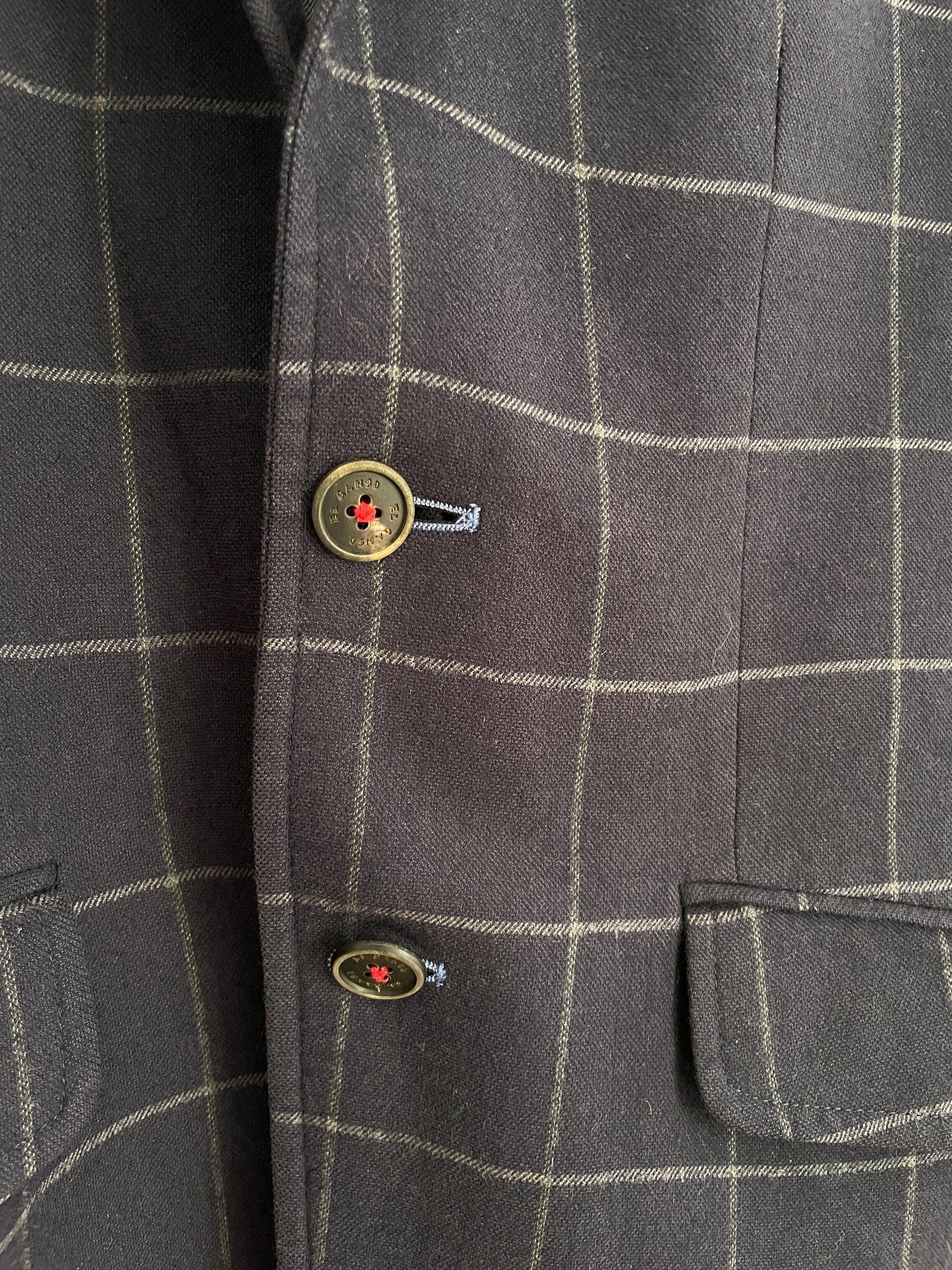 Vintage El ganso americana, Dark blue squared formal blazer jacket, Menswear americana