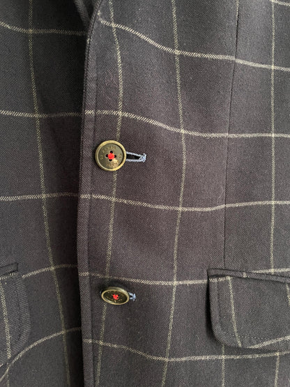Vintage Dark Blue Squared Blazer Jacket — additional view 9