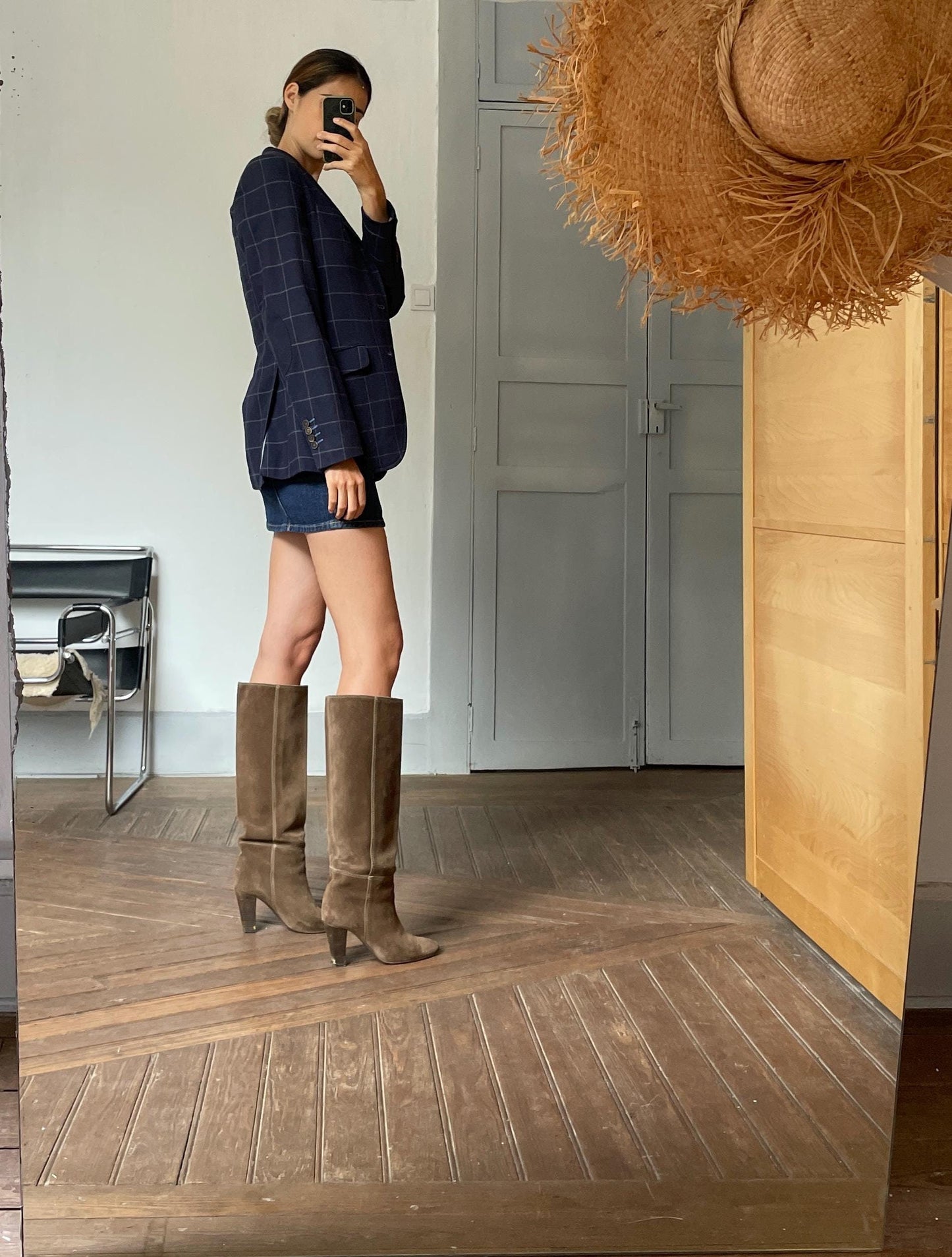 Vintage El ganso americana, Dark blue squared formal blazer jacket, Menswear americana