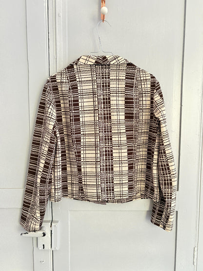 70s Vintage Geometric Brown and White Blouse — additional view 11