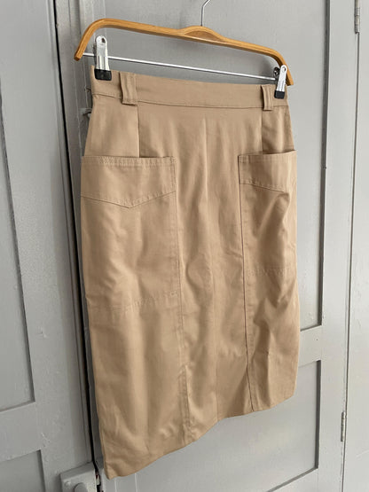 Beige Cotton High-Waist Pencil Skirt — additional view 9