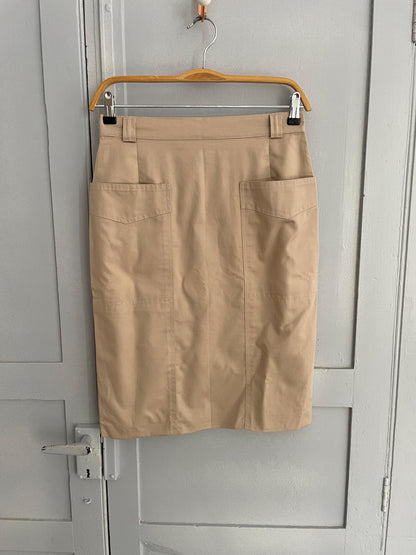 Beige Cotton High-Waist Pencil Skirt — additional view 10