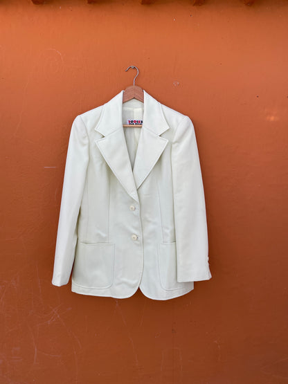 Off White Vintage Rodier Paris Blazer, Elegant Summer Jacket
