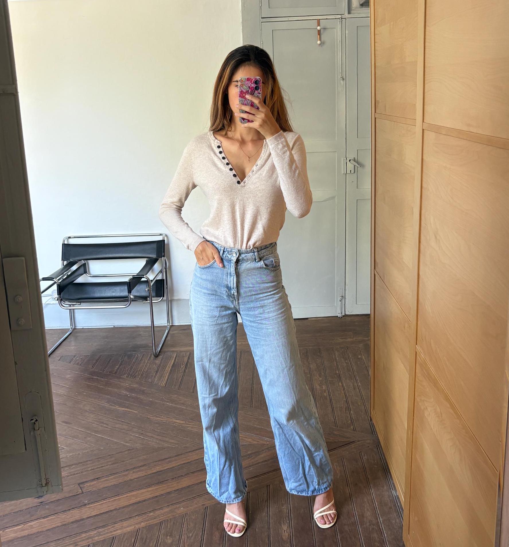 Luxe ivory jumper by Caroll Paris, Super soft pullover, Vintage eggshell knitwear, French designer knitwear, Cashmere blend shirt, XS