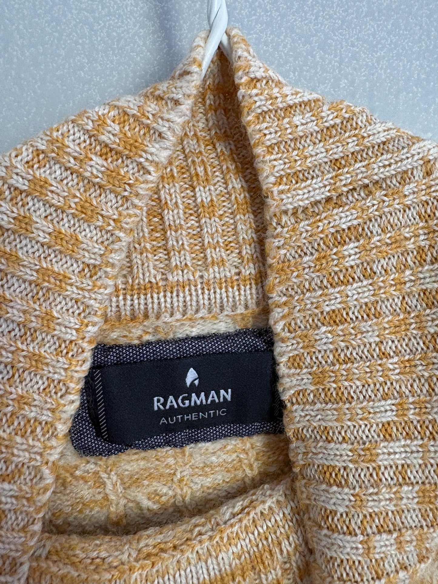 Ragman wool vintage yellow and white pullover, German design jumper, Retro colourful knitwear, Cozy winter wear